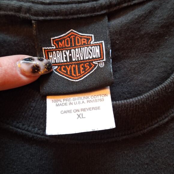 Harley Davidson y2k 2000s vintage double sided graphic tee Lightning chrome XL - Picture 5 of 6